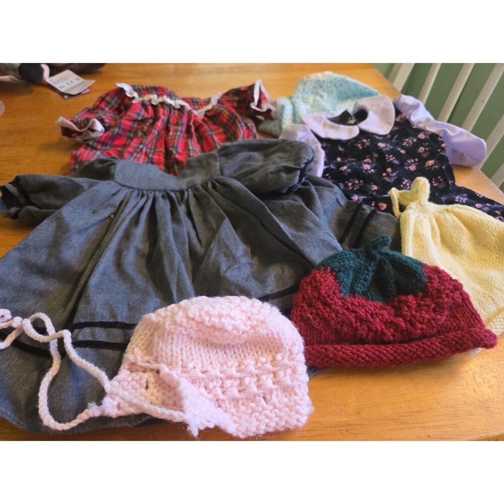 Lot of baby Doll Clothes 4 Dresses 3 Hats